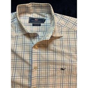 Vineyard Vines Shirt Men's Medium Pink Blue Button Up Tucker Plaid Size Medium